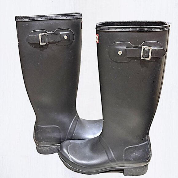 Hunter Black Tall Packable Original Tour Boots Size 7 - Picture 5 of 12